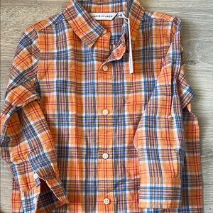 Janie and Jack Vibrant Orange and Blue Plaid Shirt